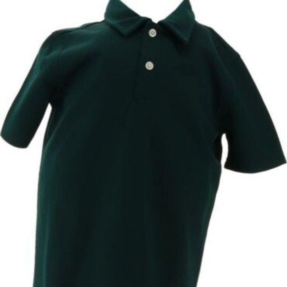 NWT LANDS' END BOY'S SHORT SLEEVE POLY PIQUE POLO SHIRT EVERGREEN MEDIUM (5-6) - Picture 1 of 8